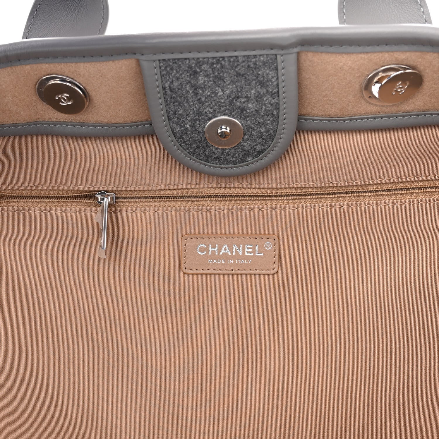 Chanel Wool Felt Large Deauville Tote Grey Beige 6 of 11