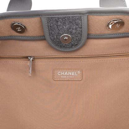 Chanel Wool Felt Large Deauville Tote Grey Beige 6 of 11