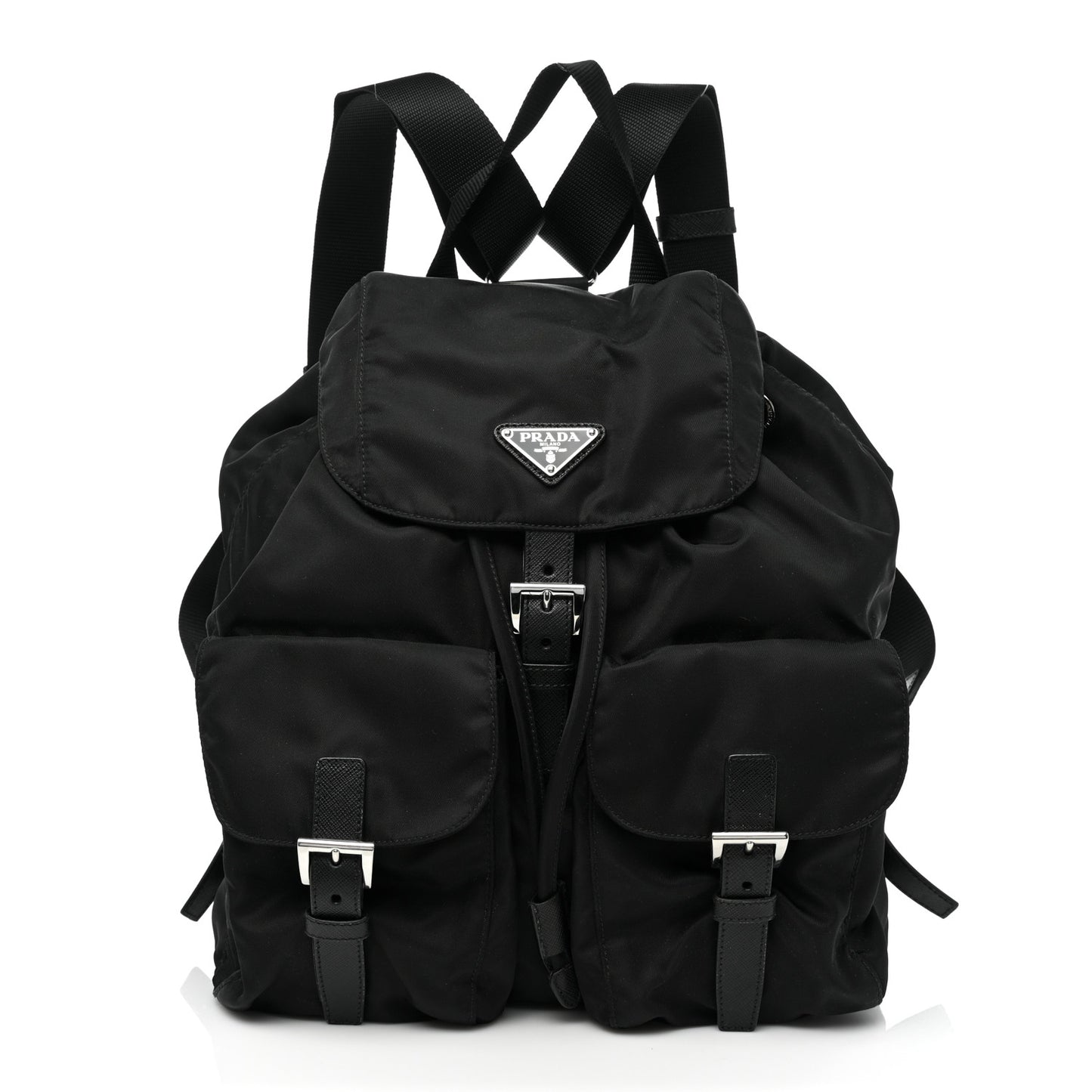 Tessuto Nylon Saffiano Medium Backpack Black