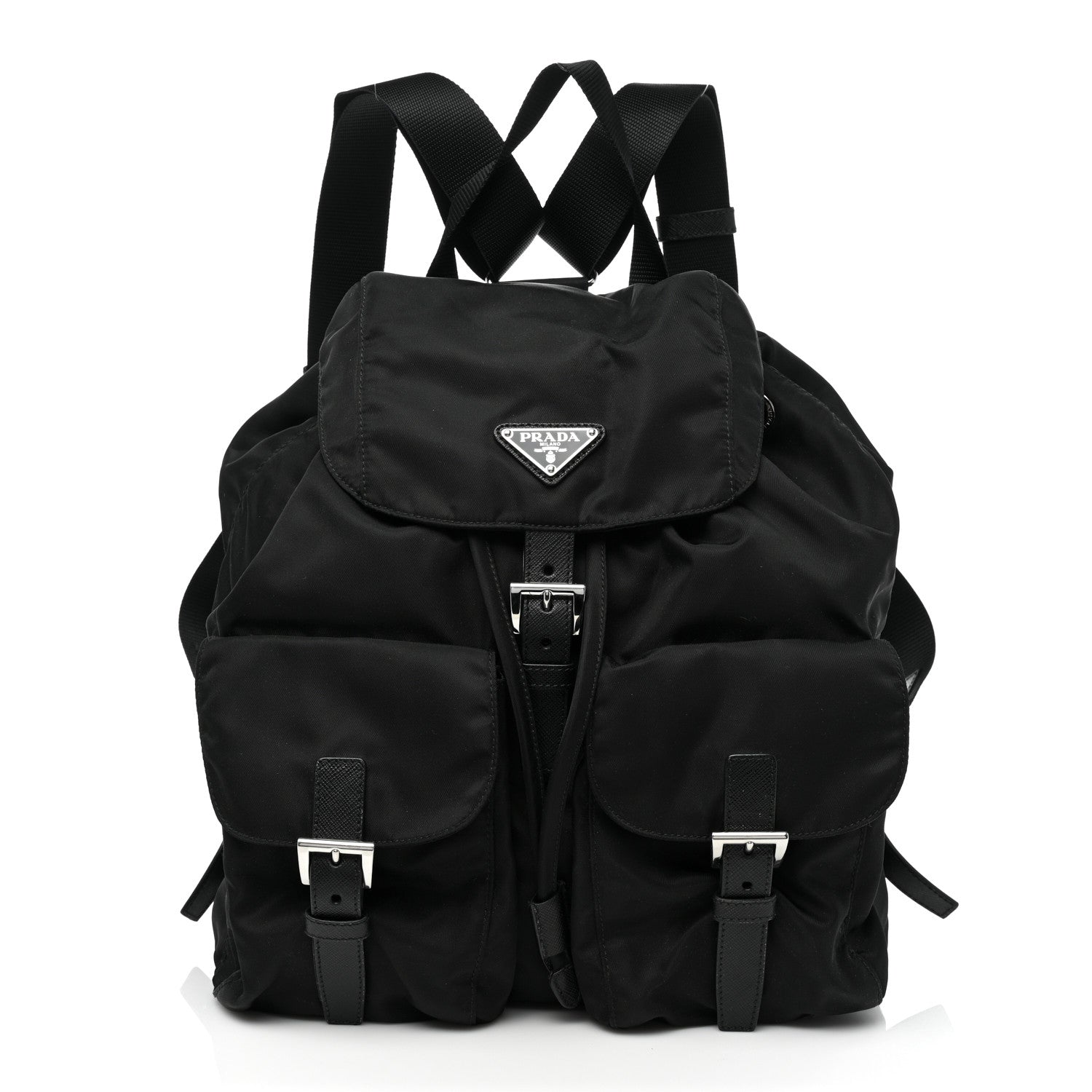 Prada Tessuto Nylon Saffiano Medium Backpack Black 1 of 8