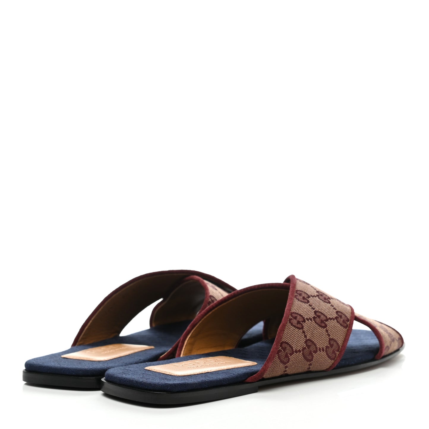 Canvas GG Monogram Mens Criss Cross Slide Sandals 8.5 Sahara Rubino Chardonnay