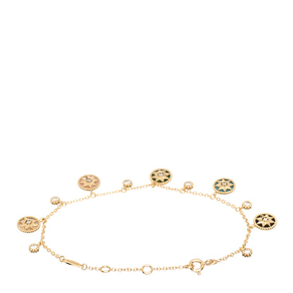 Christian Dior 18K Yellow Gold Diamond Mother of Pearl Multi Gemstone Rose Des Vents Charm Bracelet 3 of 4