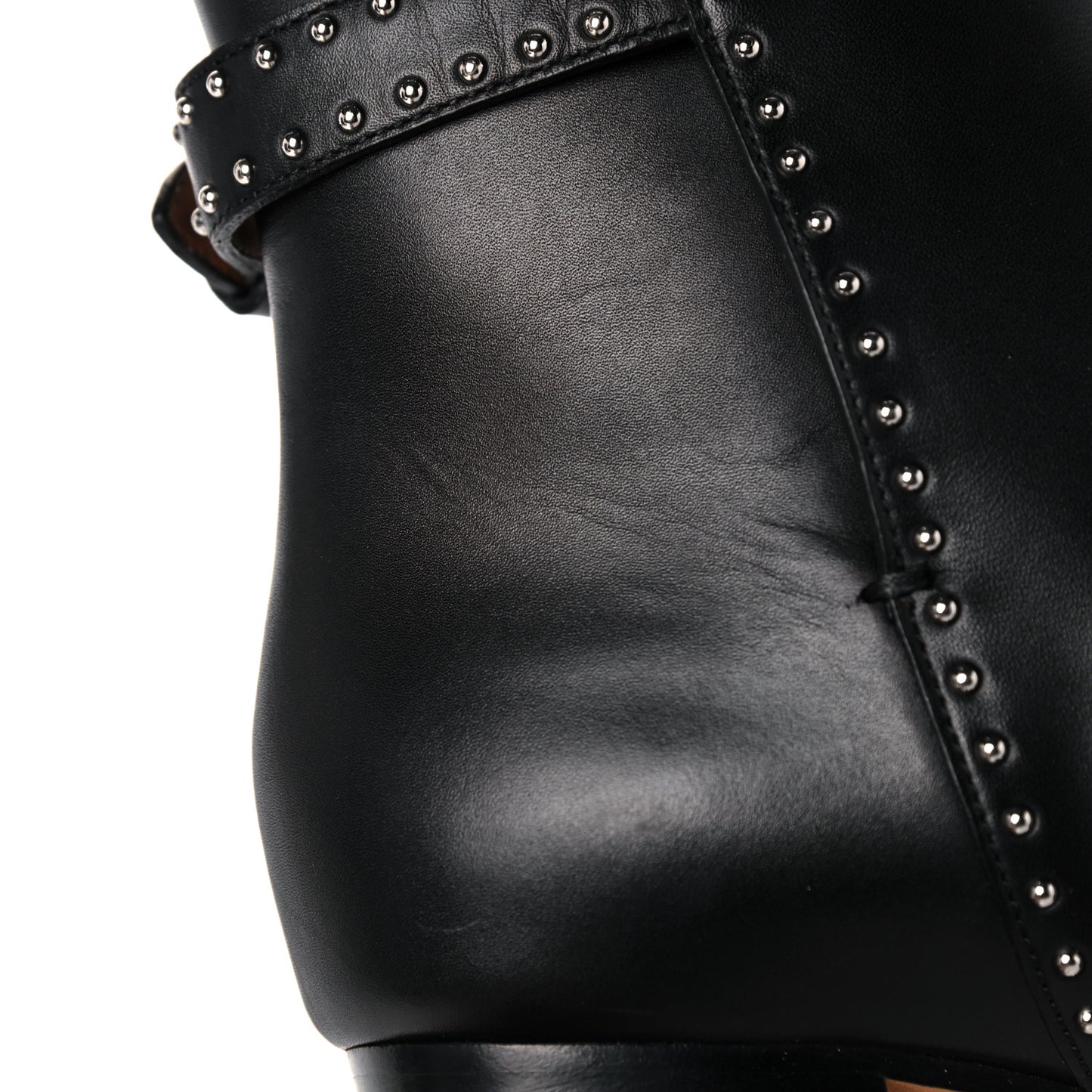 Smooth Calfskin Elegant Studded Ankle Boots 39.5 Black