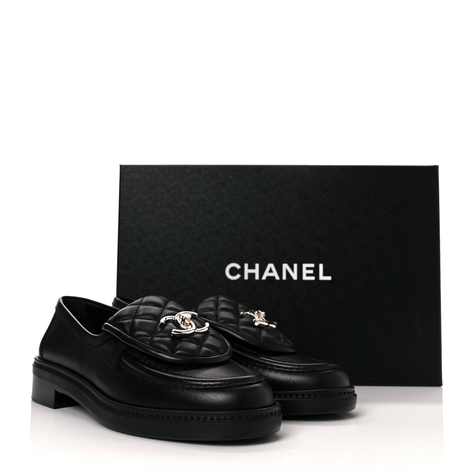 Chanel Lambskin Quilted CC Turnlock Loafers 36 Black 18 of 18