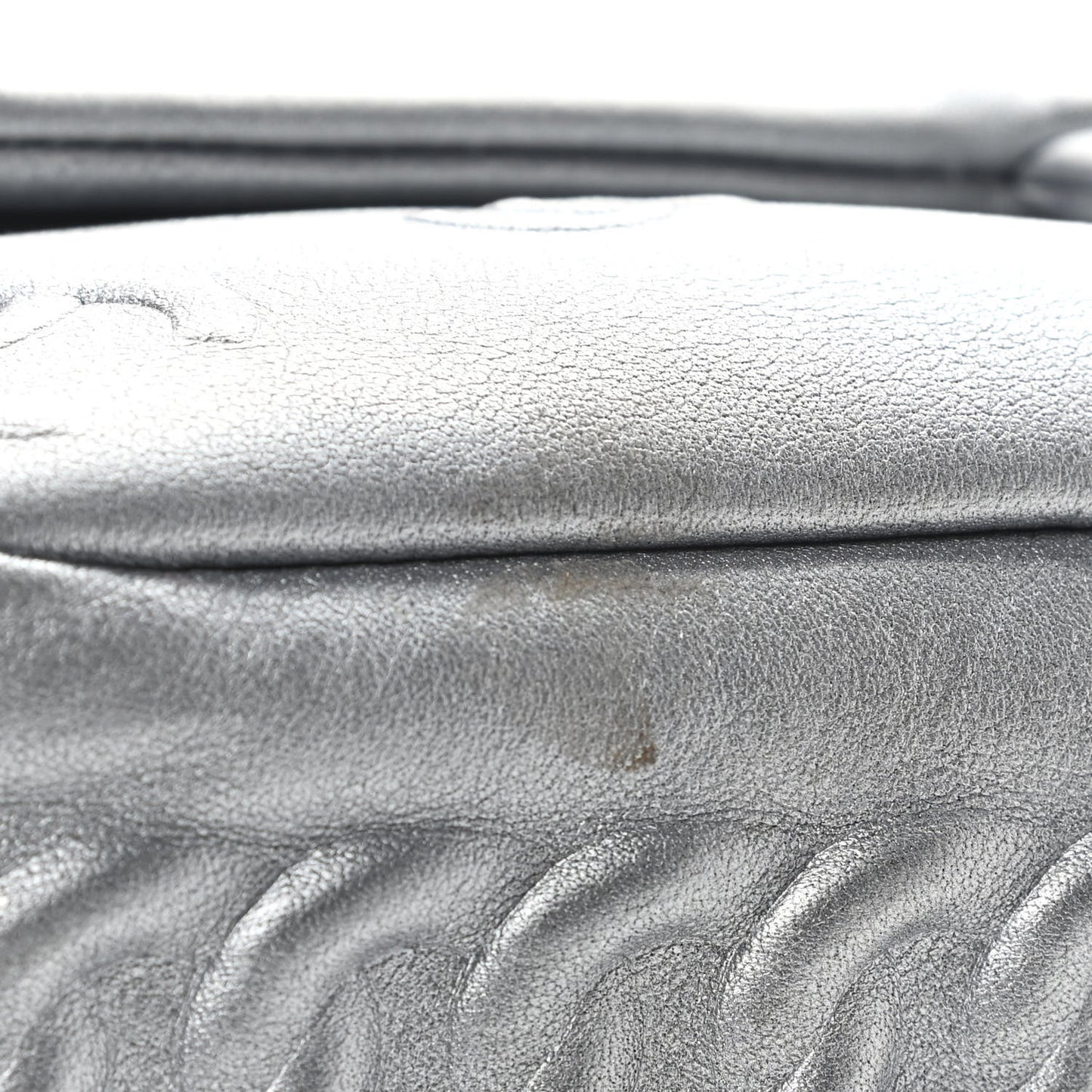 Metallic Lambskin Symbols Medium Single Flap Silver