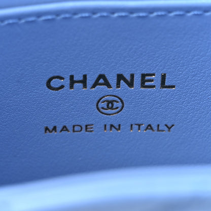 Chanel Shiny Aged Calfskin Quilted Mini Nano Kelly Shopper Blue 6 of 11