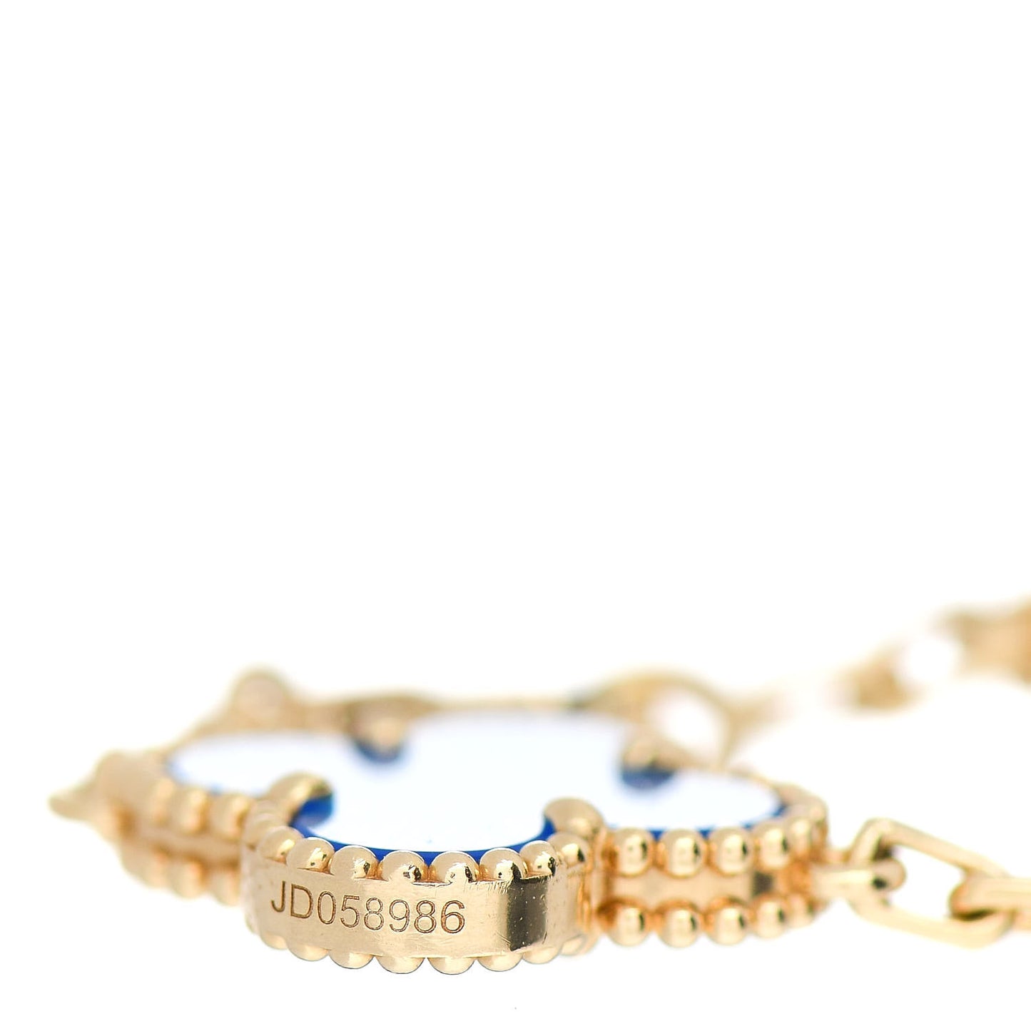 18K Yellow Gold Blue Agate 5 Motifs Vintage Alhambra Bracelet