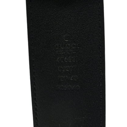 Gucci Textured Dollar Calfskin Nickel Double G 40mm Belt 120 48 Black 3 of 4