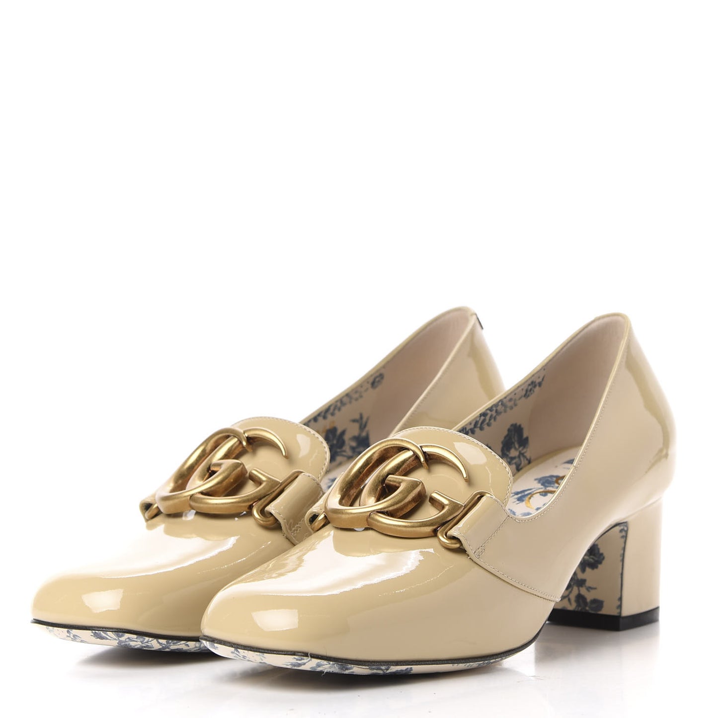 Vernice GG Victoire 55mm Loafer Pumps 37 Sand Storm