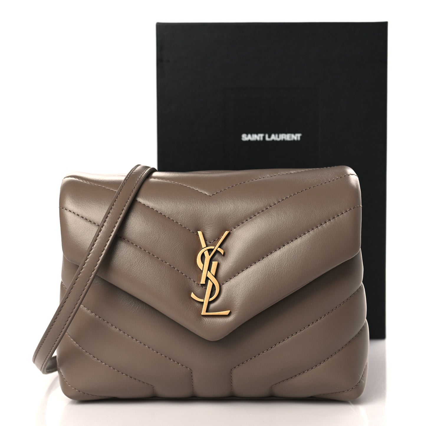 Calfskin Y Quilted Monogram Toy Loulou Crossbody Bag Taupe