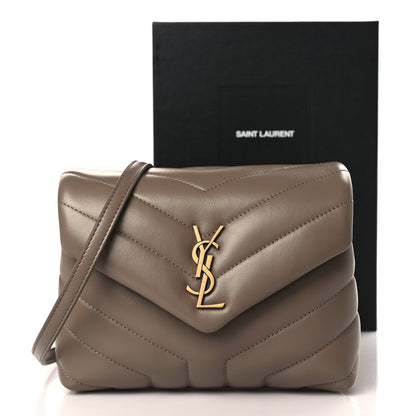 Saint Laurent Calfskin Y Quilted Monogram Toy Loulou Crossbody Bag Taupe 11 of 11