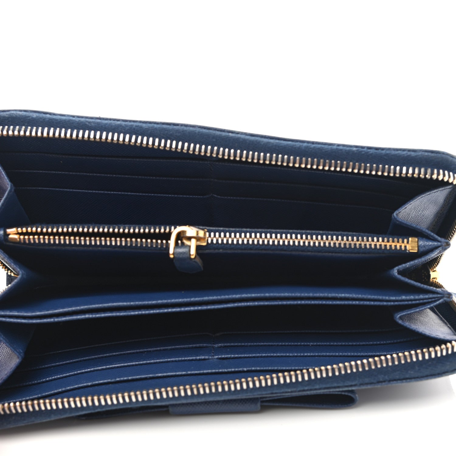 Prada Saffiano Fiocco Bow Zip Around Wallet Bluette 5 of 13