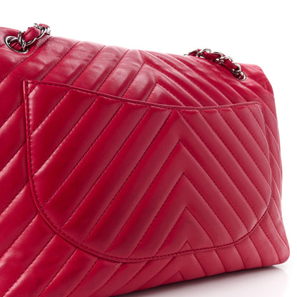 Chanel Lambskin Chevron Quilted Maxi Single Flap Red 15 of 17