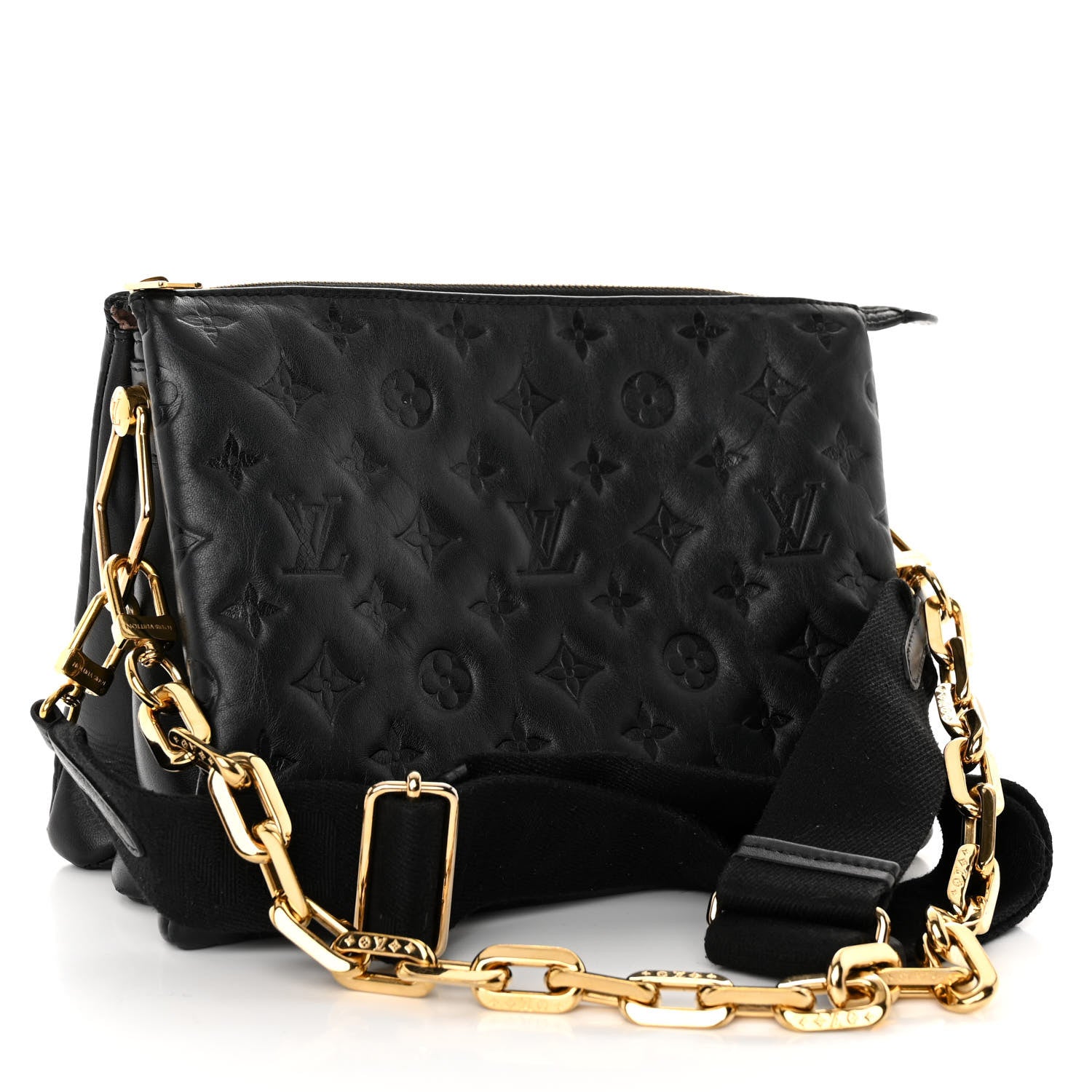 Louis Vuitton Lambskin Embossed Monogram Coussin PM Black 3 of 13