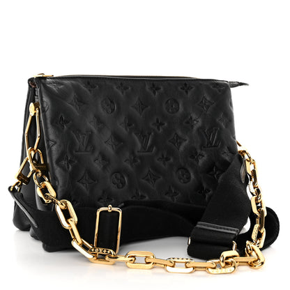 Louis Vuitton Lambskin Embossed Monogram Coussin PM Black 3 of 13