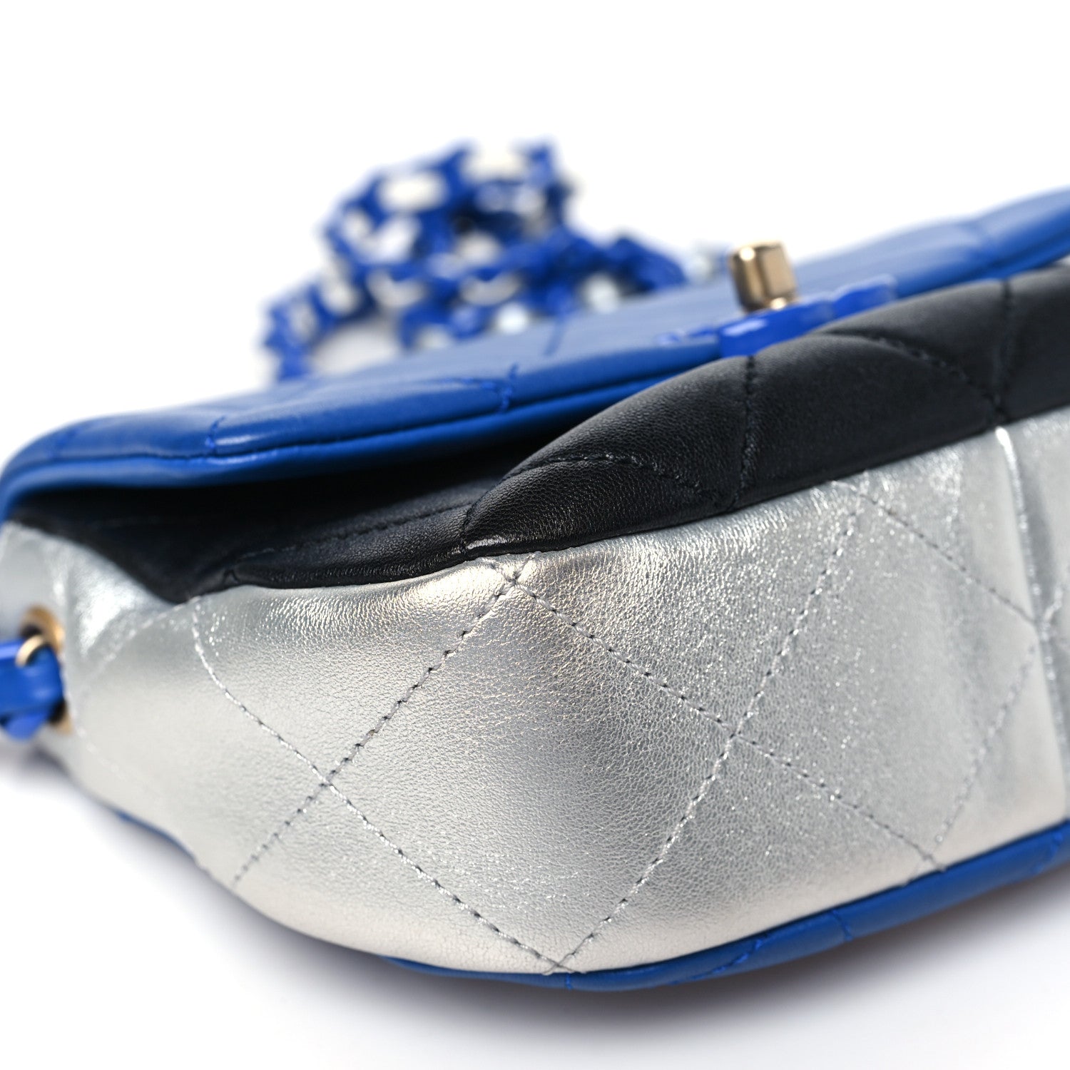 Chanel Lambskin Quilted Messenger Flap Blue Silver Black 9 of 10