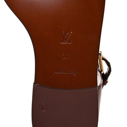 Louis Vuitton Calfskin Monogram Passenger Flat Sandals 37 Cognac 6 of 8