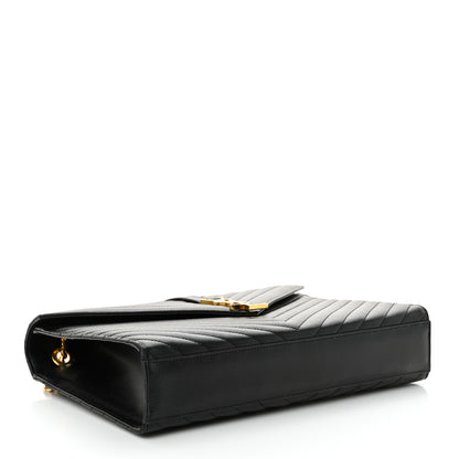 Saint Laurent Grain De Poudre Matelasse Chevron Large Monogram Satchel Black 4 of 10