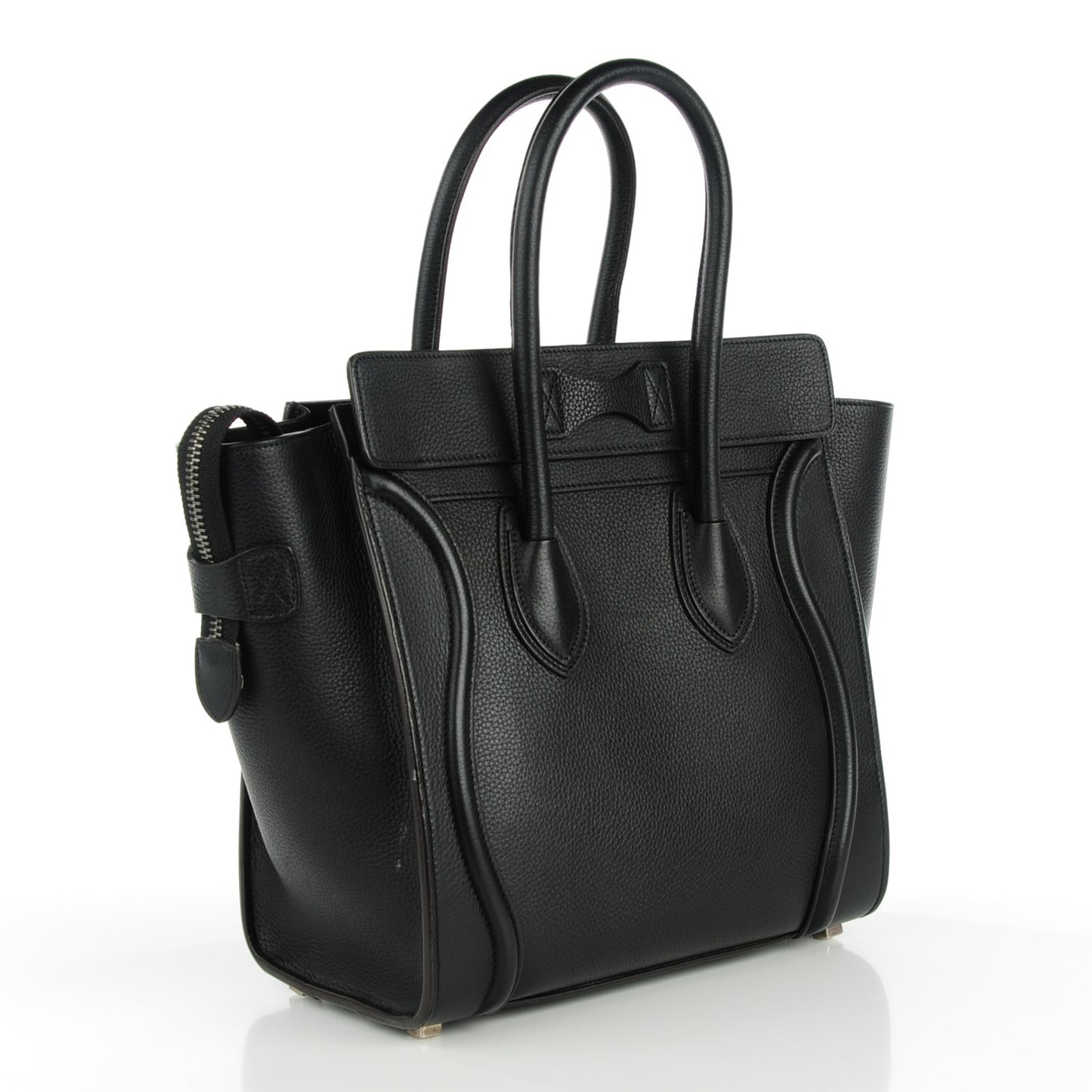 Drummed Calfskin Micro Luggage Black
