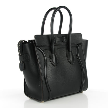 Celine Drummed Calfskin Micro Luggage Black 3 of 7