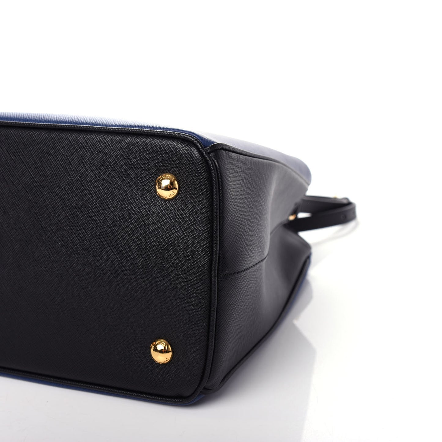 Saffiano Lux Bi-Color Medium Tote Bluette Black