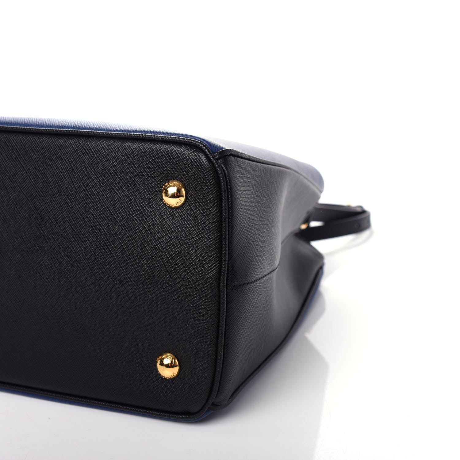 Prada Saffiano Lux Bi-Color Medium Tote Bluette Black 8 of 10
