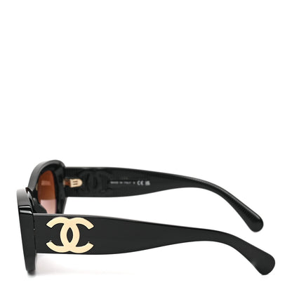 Chanel Acetate Rectangle Sunglasses 5493 Black Brown 3 of 6