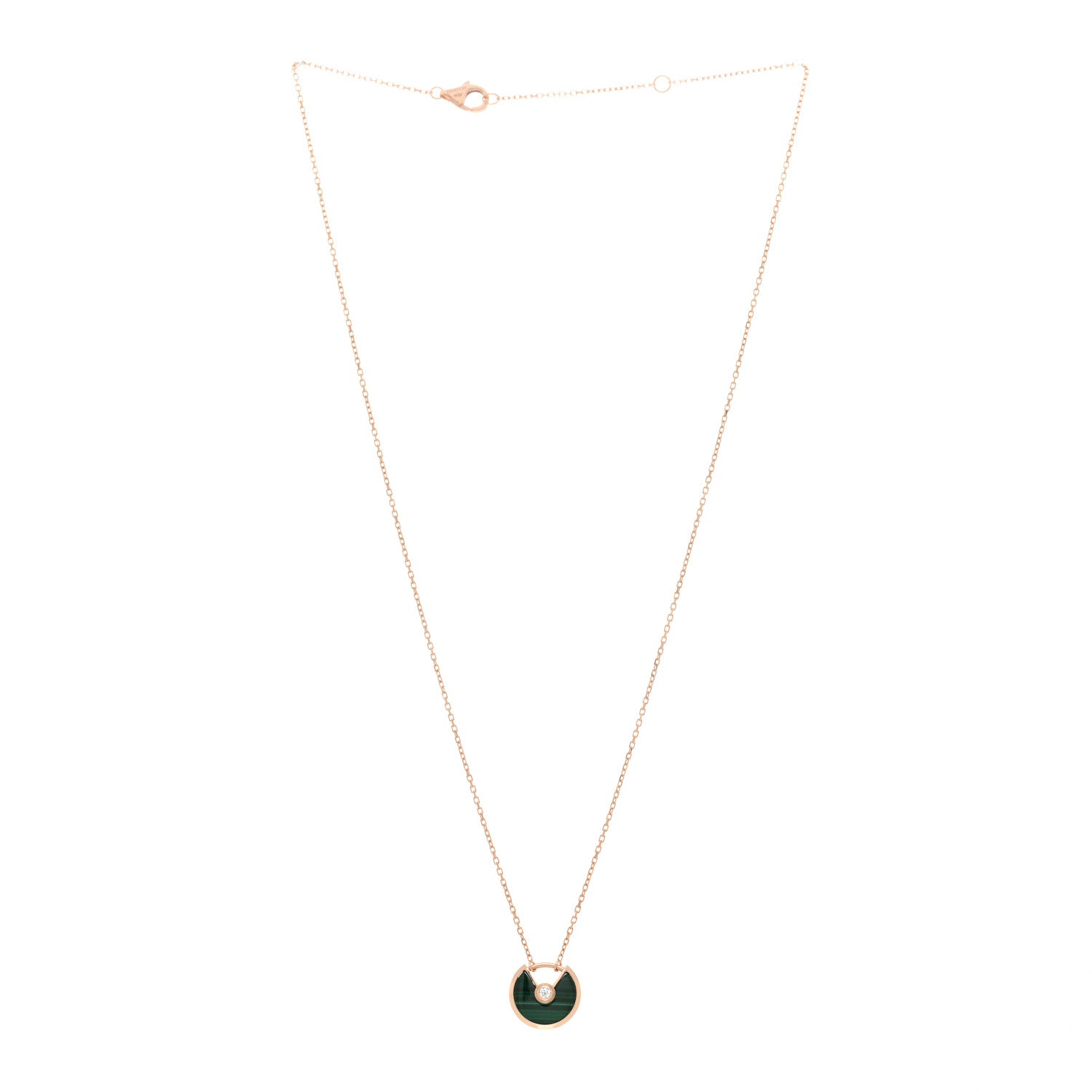 Cartier 18K Pink Gold Diamond Malachite XS Amulette de Cartier Pendant Necklace 3 of 5