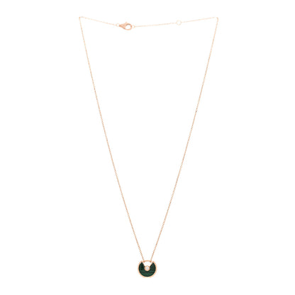 Cartier 18K Pink Gold Diamond Malachite XS Amulette de Cartier Pendant Necklace 3 of 5