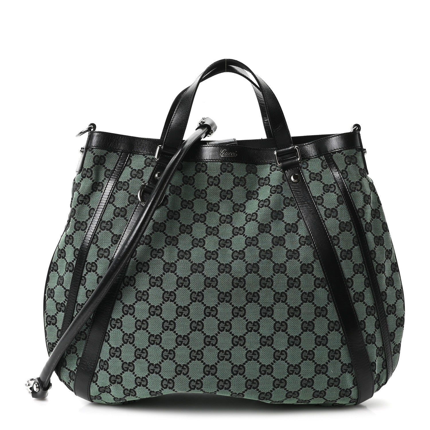 Gucci Monogram Medium Abbey Convertible Tote Green Black 1 of 10