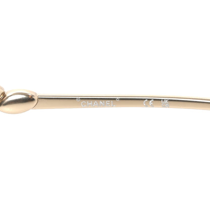 Chanel Metal Crystal Sparkling Wheat Rectangle Sunglasses 71584 Gold 5 of 7