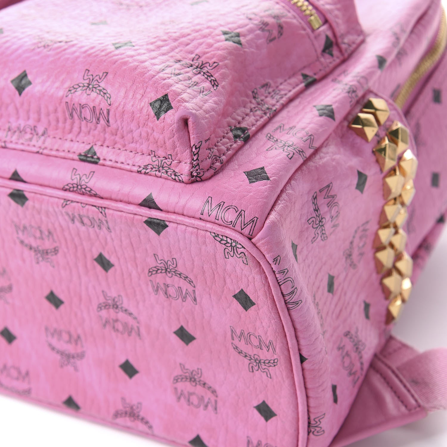 MCM Visetos Small Side Stud Stark Backpack Pink 8 of 10