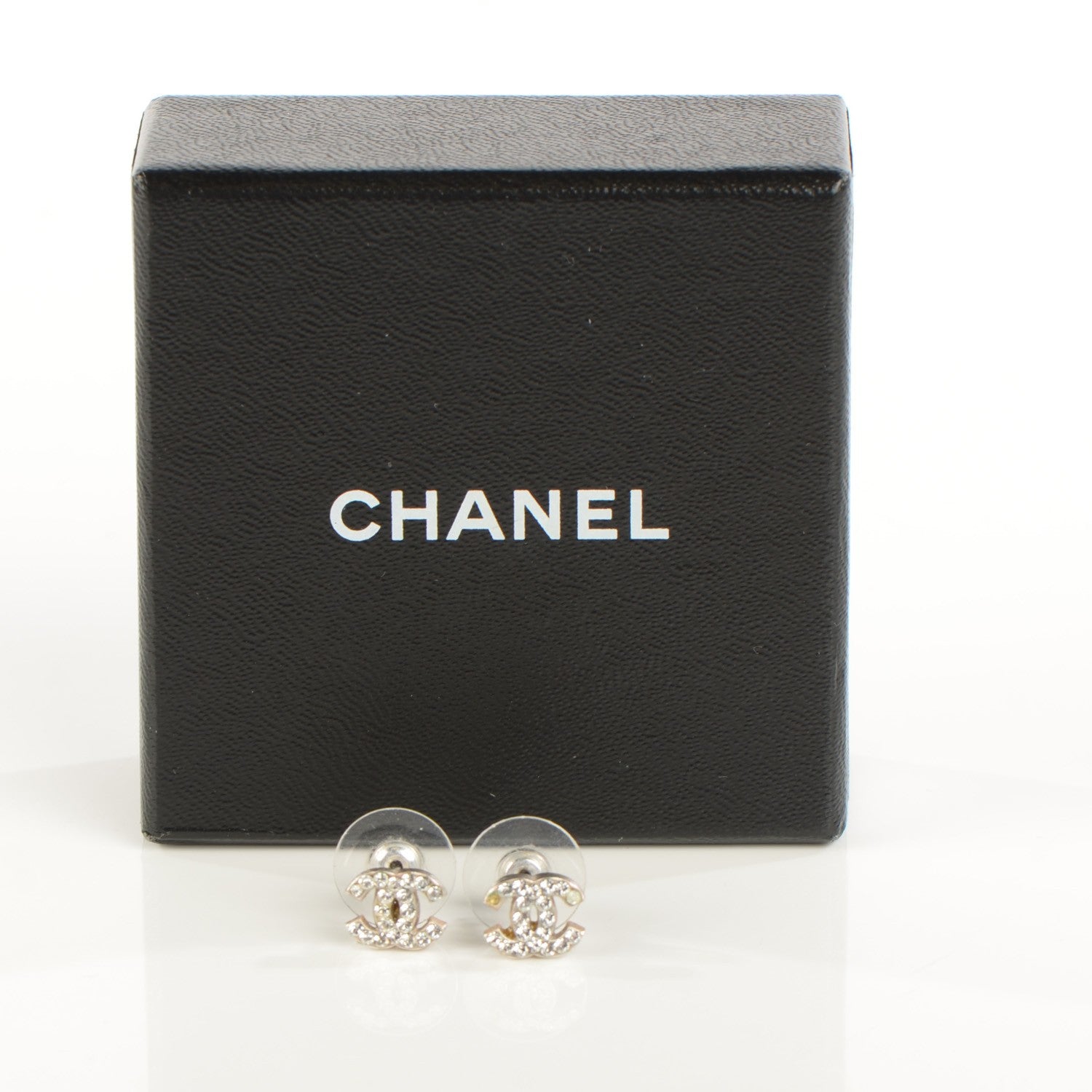 Chanel Crystal Timeless CC Earrings Silver 6 of 7