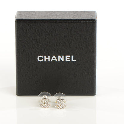 Chanel Crystal Timeless CC Earrings Silver 6 of 7