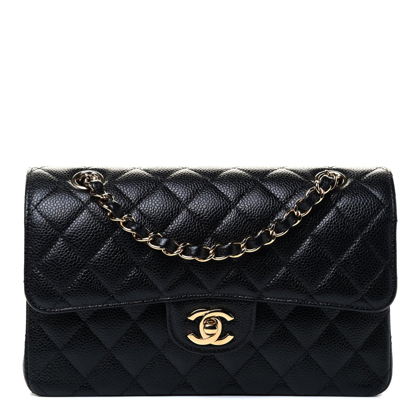 Caviar Quilted Small Double Flap Black