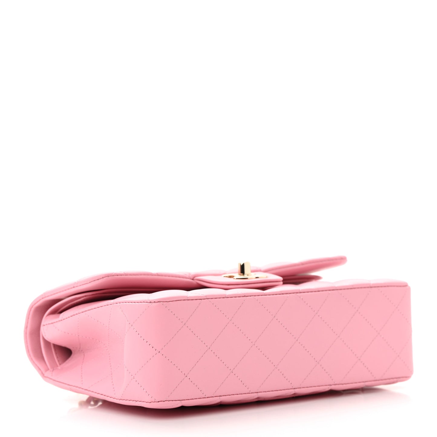 Lambskin Quilted Small Double Flap Pink
