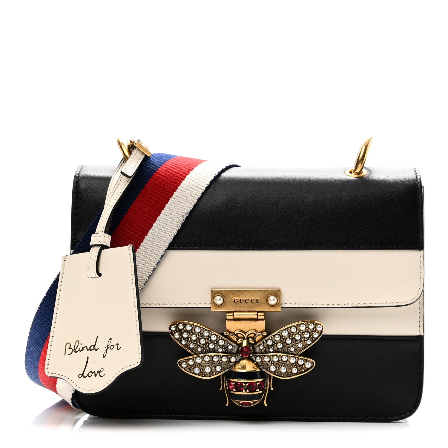 Gucci Calfskin Sylvie Web Queen Margaret Shoulder Bag Mystic White Black 1 of 10