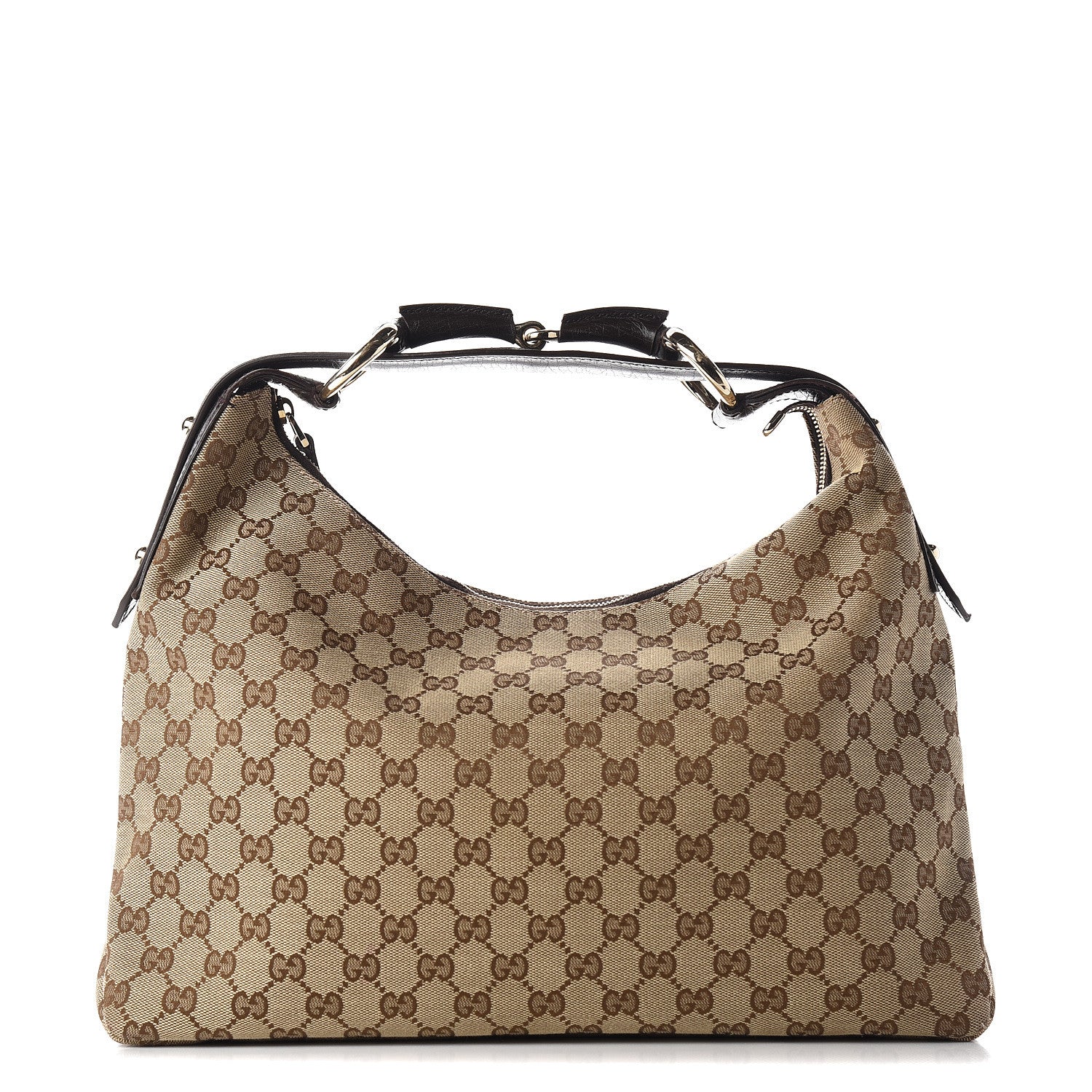 Gucci Monogram Medium Horsebit Chain Hobo Dark Brown 1 of 10