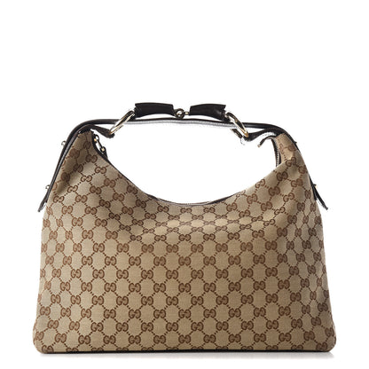 Gucci Monogram Medium Horsebit Chain Hobo Dark Brown 1 of 10