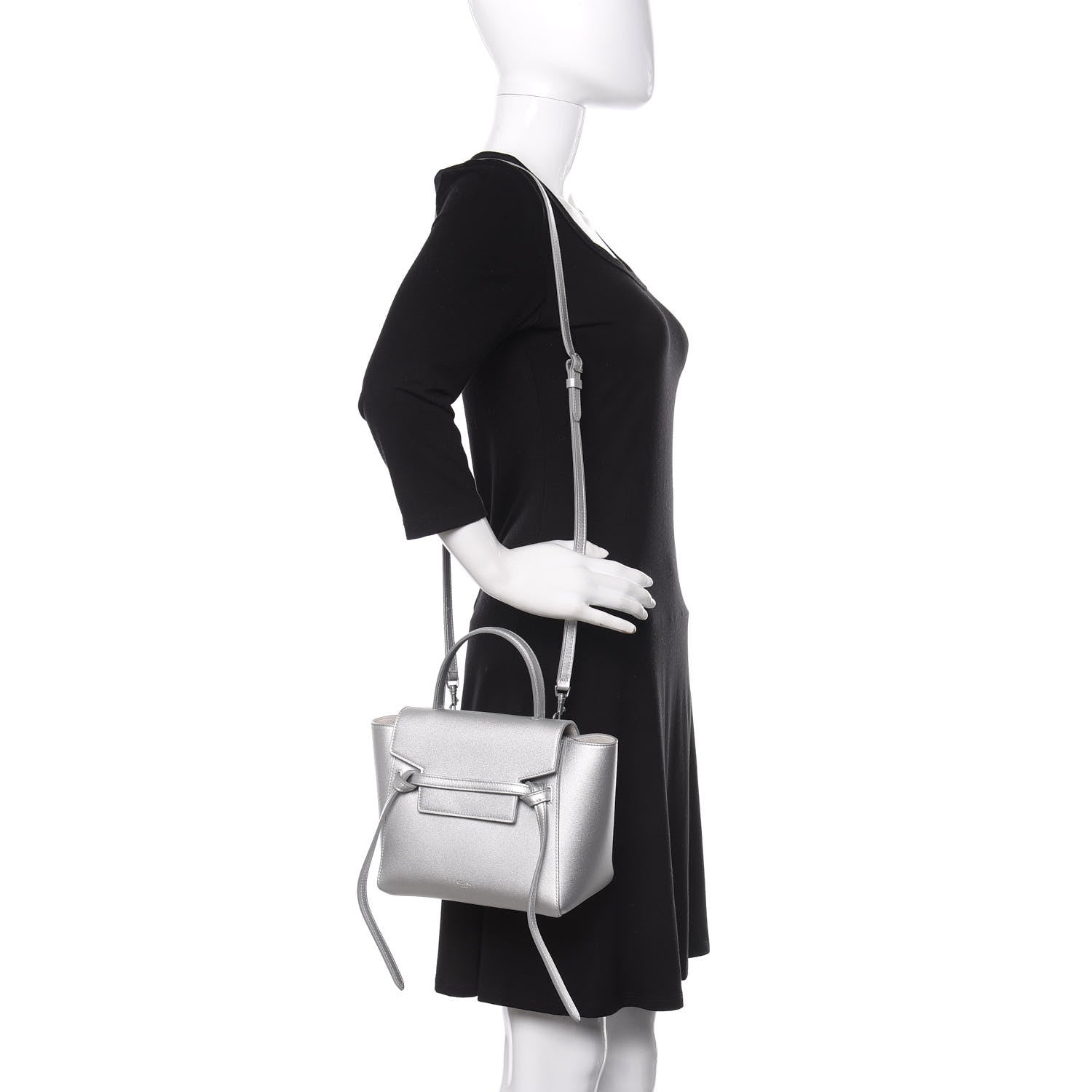 Celine Laminated Calfskin Nano Belt Bag Silver 2 of 12