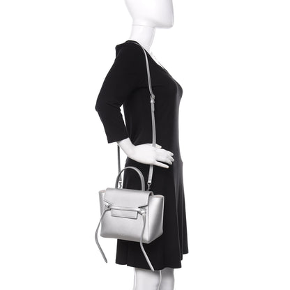 Celine Laminated Calfskin Nano Belt Bag Silver 2 of 12