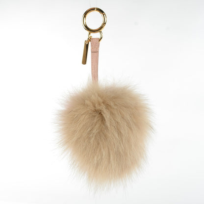 Fendi Fox Fur Vitello Elite Bi-Color Pom Pom Bag Charm Rosa Cammello Cipria 3 of 6