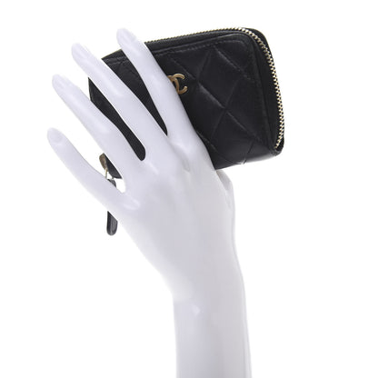 Chanel Lambskin Quilted Zip Coin Purse Black 2 of 10