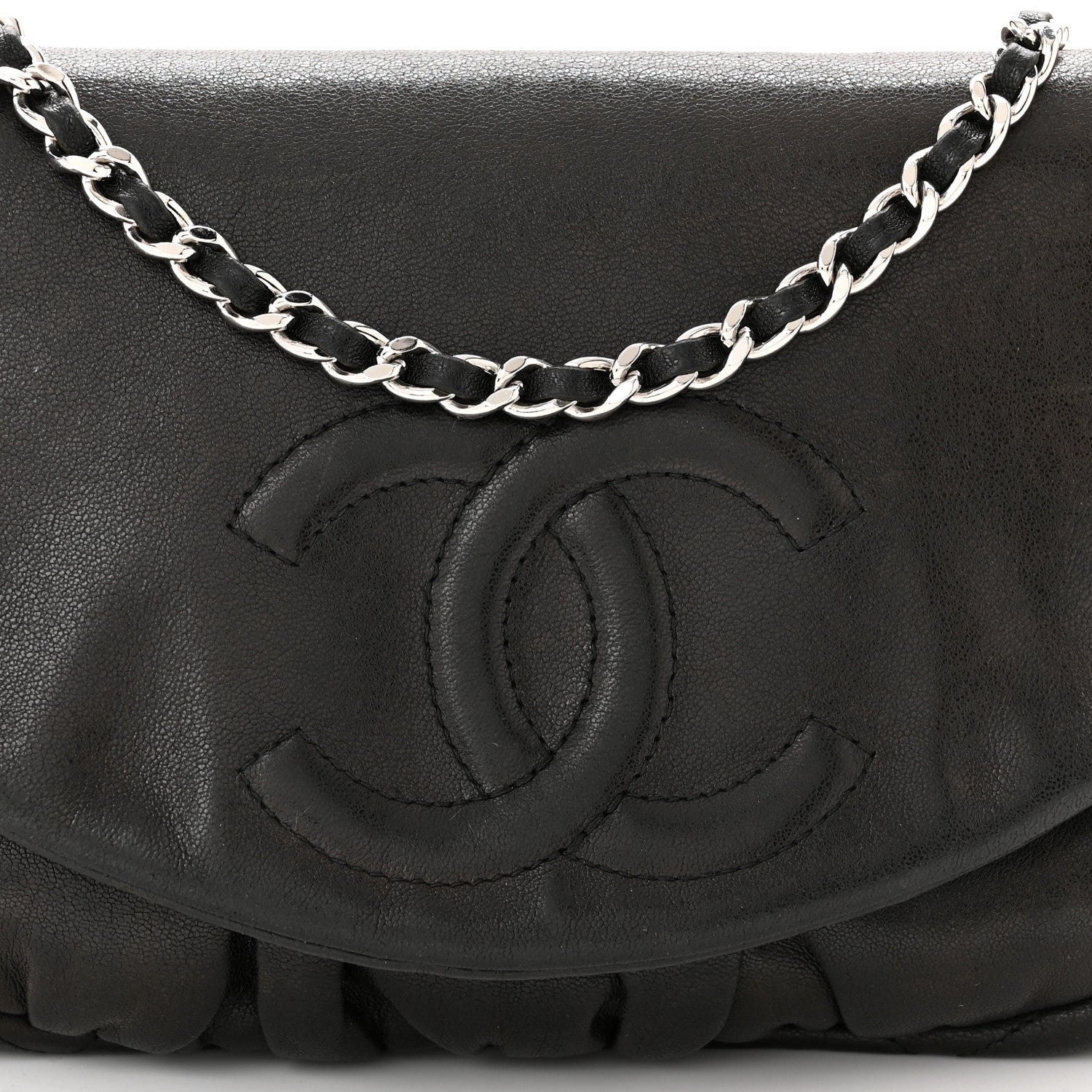 Chanel Lambskin Half Moon Wallet On Chain WOC Black 9 of 11