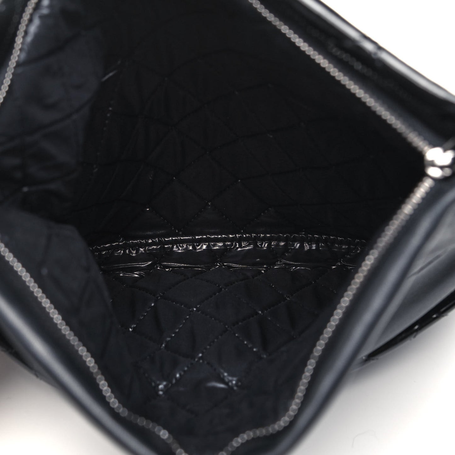 Patent Calfskin Quilted Beauty CC Clutch Black