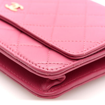 Chanel Lambskin Quilted Wallet On Chain WOC Pink 10 of 10