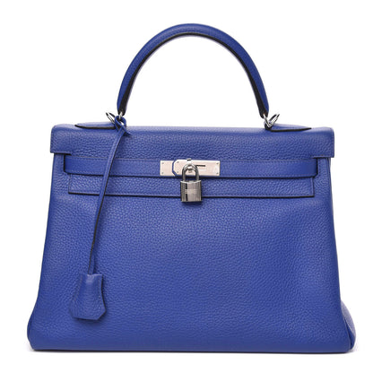 Hermes Taurillon Clemence Kelly Retourne 32 Bleu Electrique 1 of 42