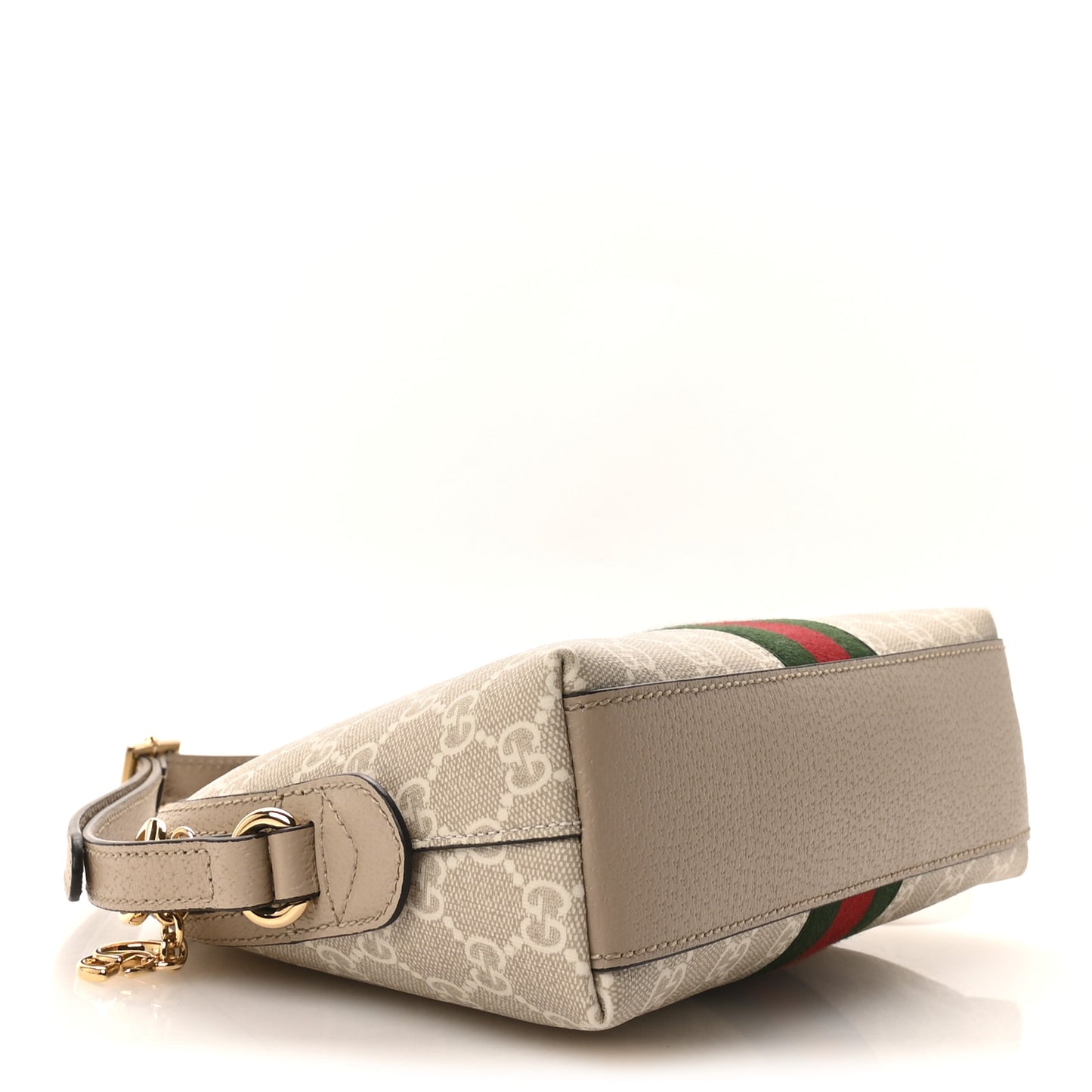 GG Supreme Monogram Textured Dollar Calfskin Web Small Ophidia Dome Shoulder Beige Mystic White Oatmeal