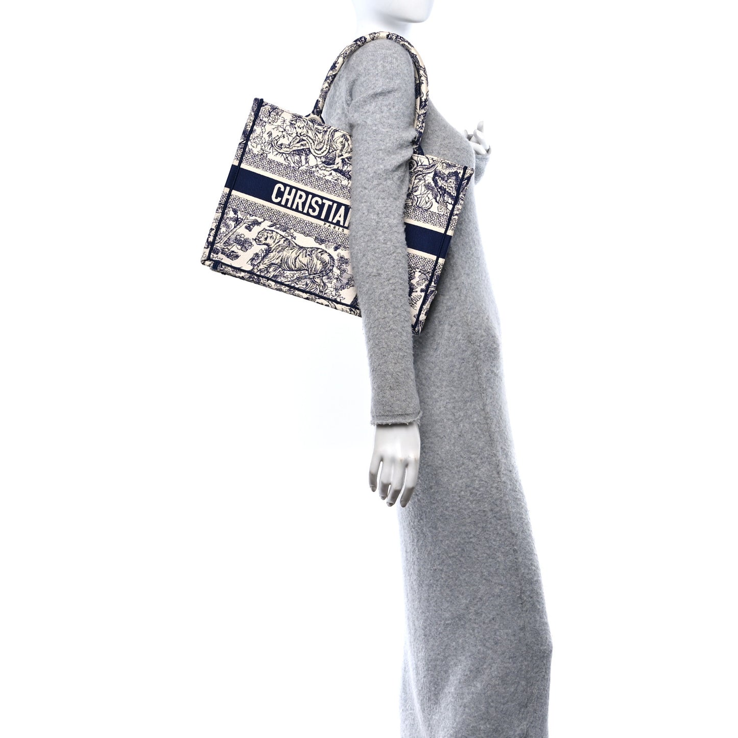 Canvas Embroidered Medium Dioriviera Toile De Jouy Book Tote Blue