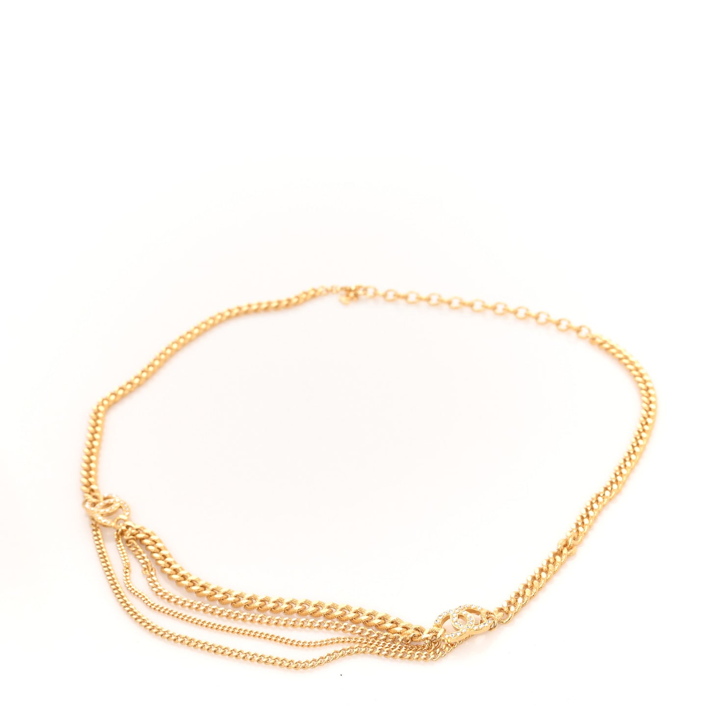Crystal CC Multi Strand Chain Belt 70 Gold